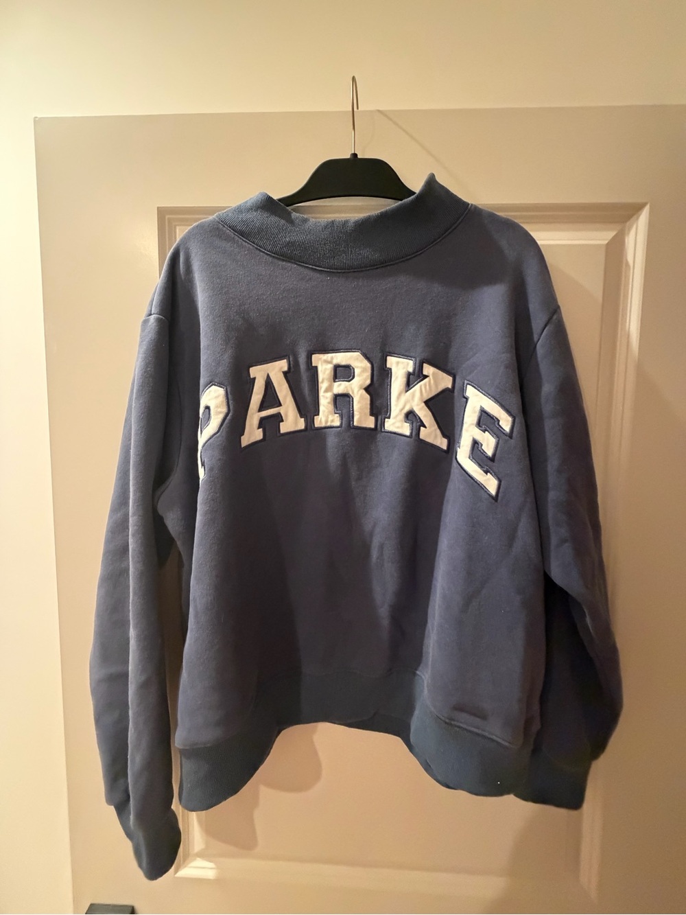 Parker Navy Blue Crewneck Sweatshirt with White Label - Picture 3 of 6
